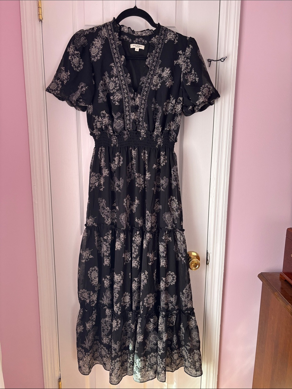 Max Studio Black Floral Tiered Maxi Dress NWOT